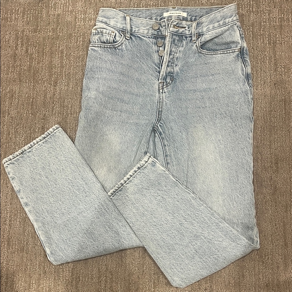PacSun Women's High Rise Straight Leg Jeans in Light Blue